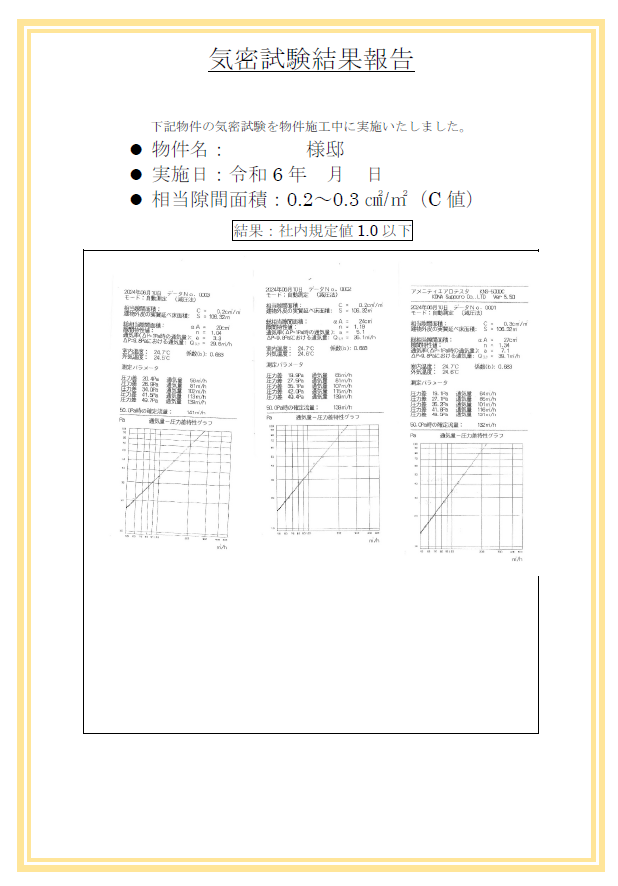 C値報告書を施主へ提出
